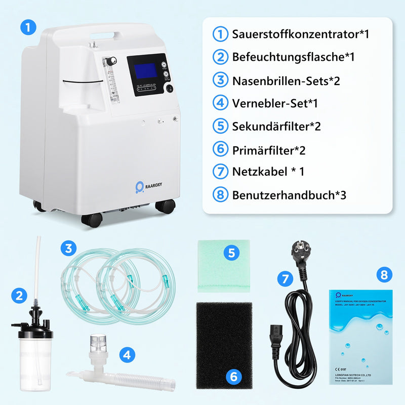 FDA-Zulassung! RAAROXY 5L Premium Heim-Sauerstoffkonzentrator HS5