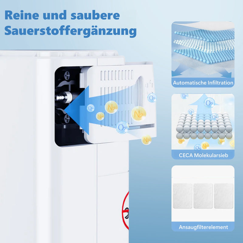 Neu eingetroffen RAAROXY 1-6L Tragbarer Sauerstoffkonzentrator MAF066 mit kontinuierlichem Durchfluss