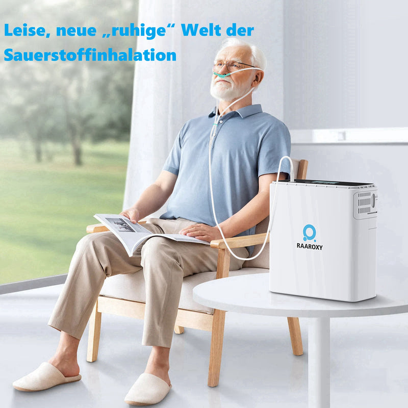 Neu eingetroffen RAAROXY 1-6L Tragbarer Sauerstoffkonzentrator MAF066 mit kontinuierlichem Durchfluss