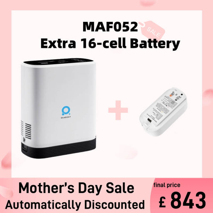 Concentrateur d'oxygène portable RAAROXY 5L MAF052 + batterie 16 cellules supplémentaire