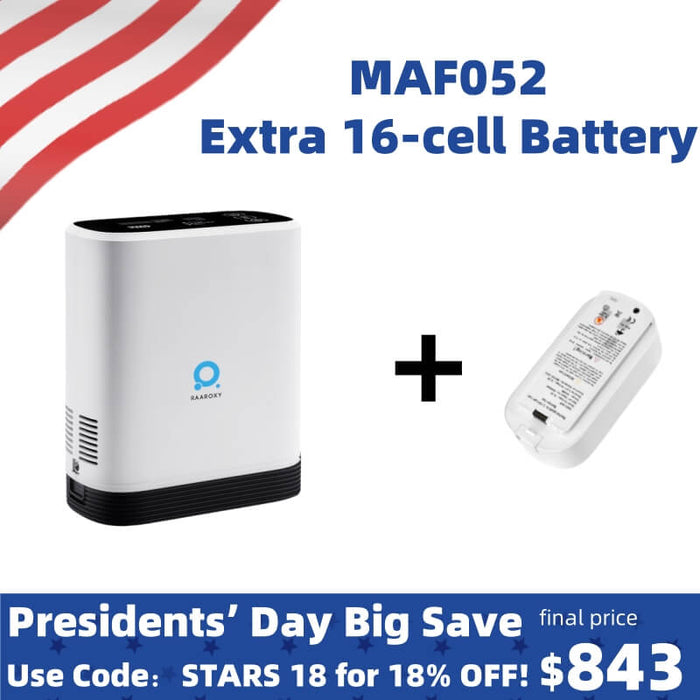 RAAROXY 5L Portable Oxygen Concentrator MAF052+Extra 16-Cell Battery