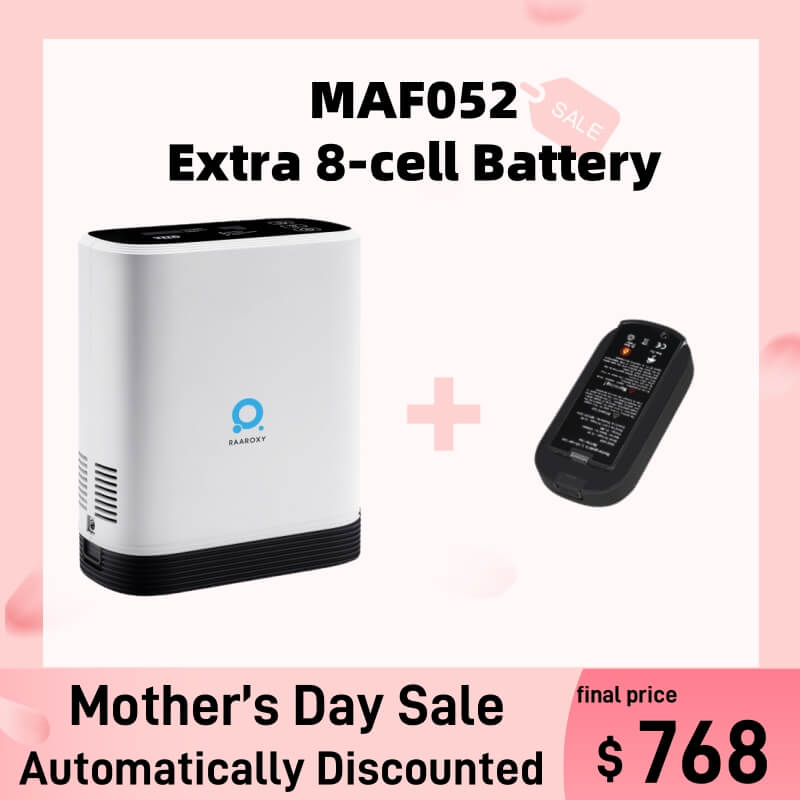 RAAROXY 5L Portable Oxygen Concentrator MAF052+Extra 8-Cell Battery
