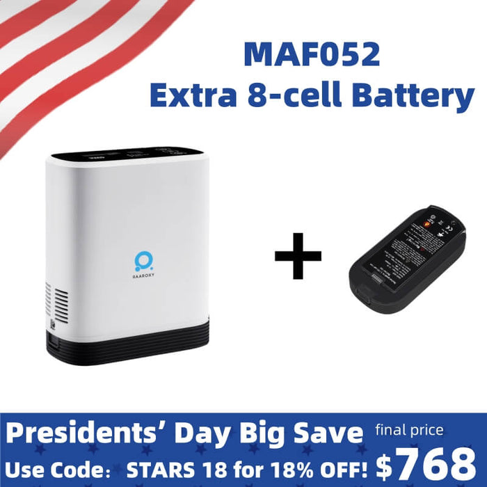 RAAROXY 5L Portable Oxygen Concentrator MAF052+Extra 8-Cell Battery