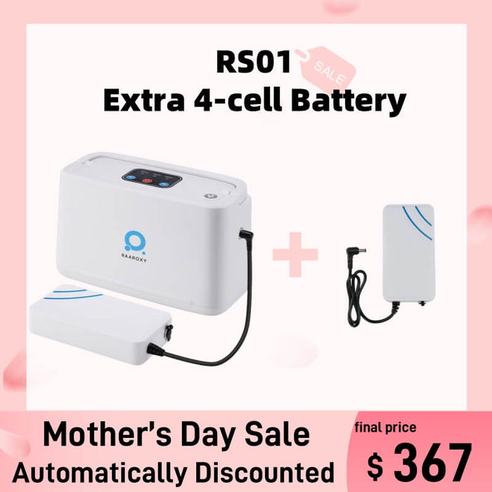 RAAROXY 3L/min Portable Oxygen Concentrator RS01+Extra 4-Cell Battery