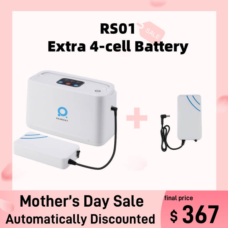 RAAROXY 3L/min Portable Oxygen Concentrator RS01+Extra 4-Cell Battery