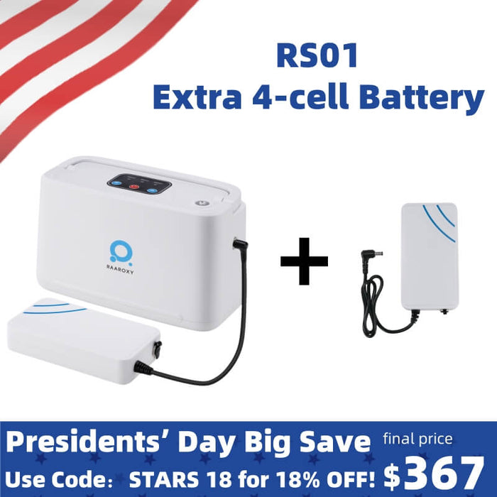 RAAROXY 3L/min Portable Oxygen Concentrator RS01+Extra 4-Cell Battery