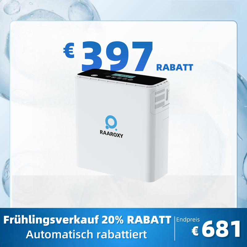 Neu eingetroffen RAAROXY 1-6L Tragbarer Sauerstoffkonzentrator MAF066 mit kontinuierlichem Durchfluss