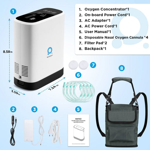 RAAROXY 5L Portable Oxygen Concentrator MAF052 + Extra 16-Cell Battery | Extended Oxygen Support