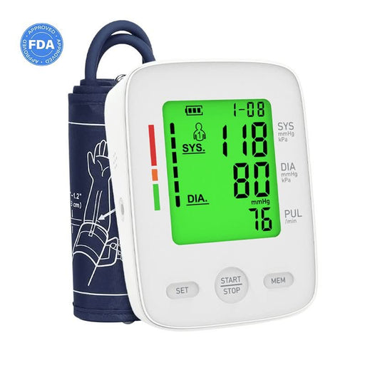 RAAROXY FDA 510k Upper Arm Blood Pressure Monitor with 2 Cuff Sizes & LCD Backlit Display