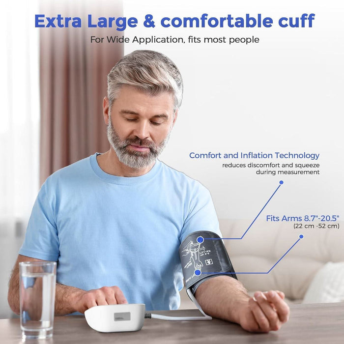 RAAROXY fda 510k Upper Arm Electronic Blood Pressure Monitor,2 Size Cuffs M/L 9" - 17" and XL 13" - 21",Extra Large Cuff Blood Pressure Monitor with LCD Backlit for Home Use - RAAROXY